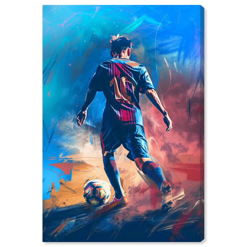 Notoriart Bold And Colorful Soccer Player Gallery Wrapped Soccer 1 Piece Canvas Wall Art - 36 x 54