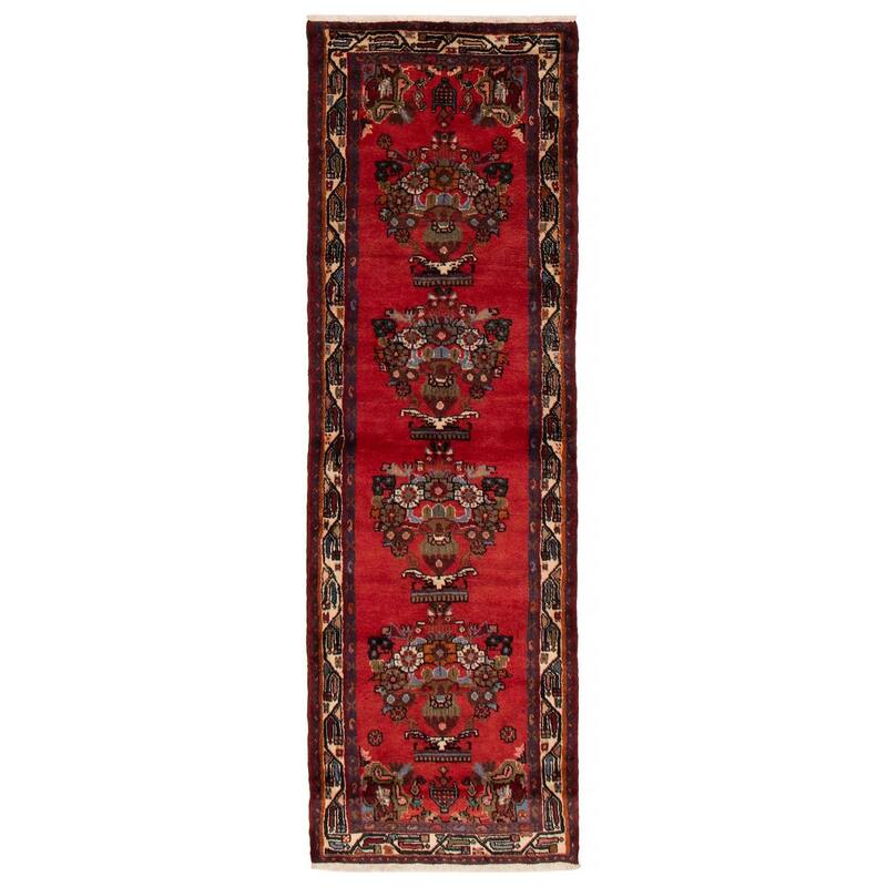 ECARPETGALLERY Hand-knotted Andelz Red Wool Rug - 3'0 x 9'2 - Red - 3'0 x 9'2