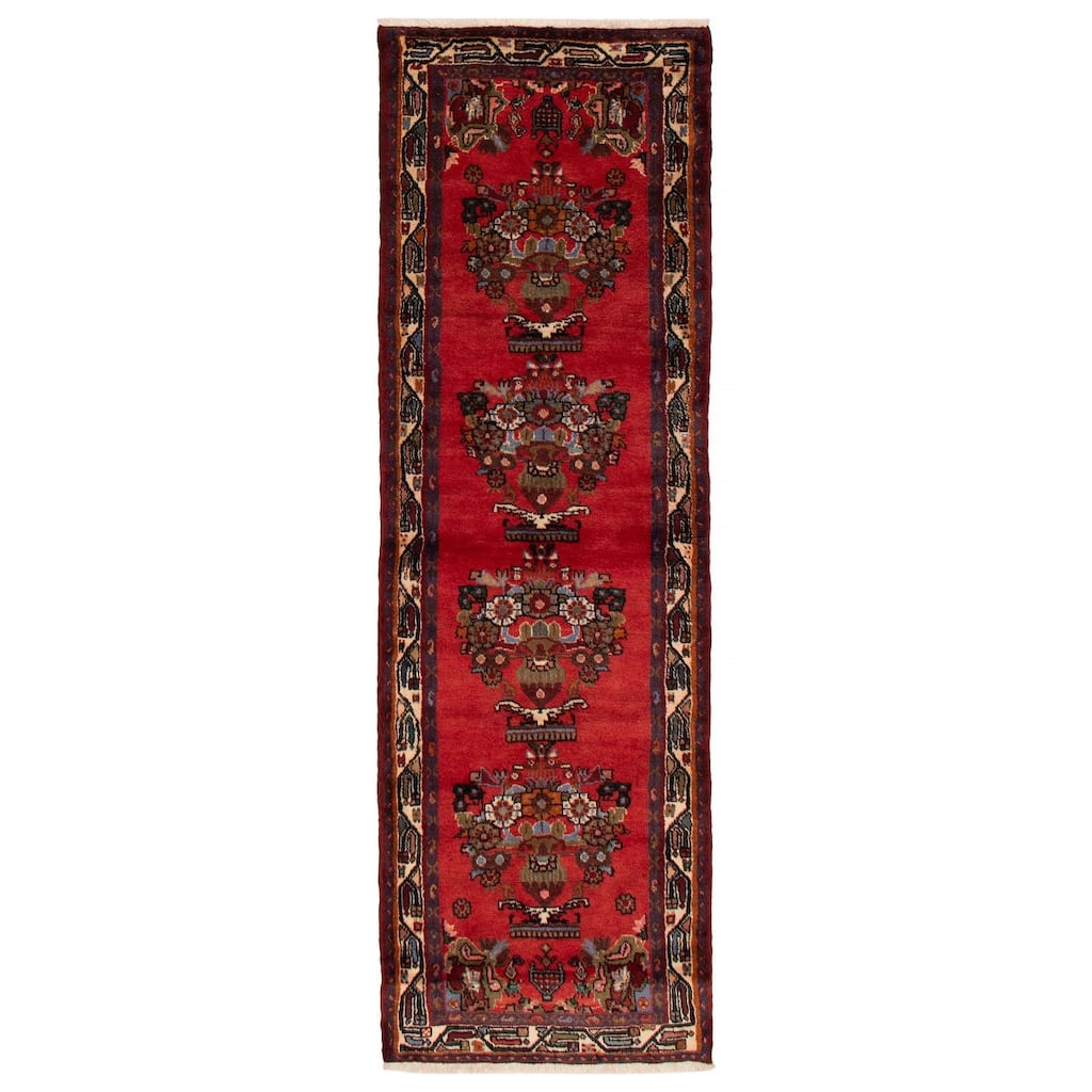 ECARPETGALLERY Hand-knotted Andelz Red Wool Rug - 3'0 x 9'2