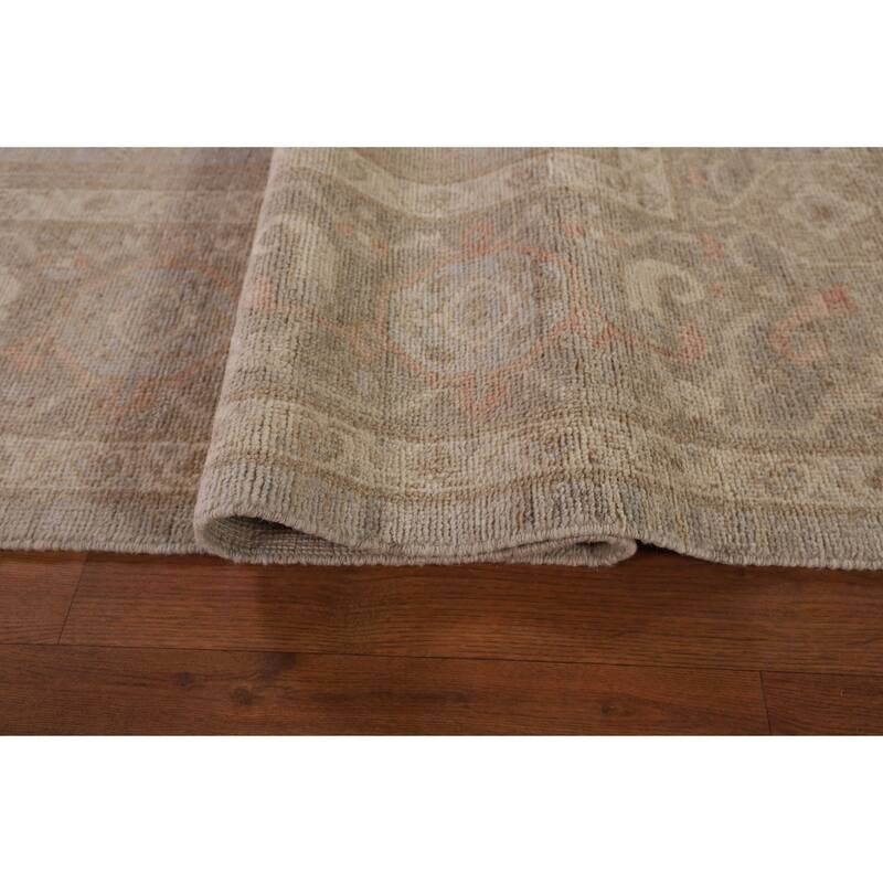 Vegetable Dye Oushak Area Rug Handmade Grey Wool Carpet - 8'4" x 9'10"