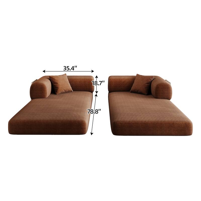 78.8" Convertible Floor Sofa Bed, Corduroy Folding Mattress Sofa Couch for Small Spaces ,No Assembly