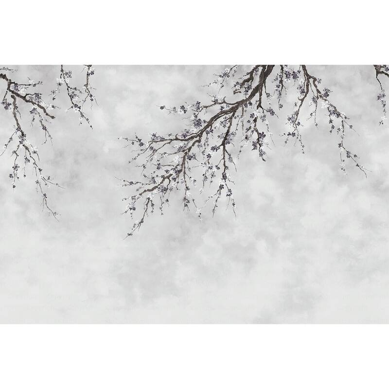 Elegant Cherry Blossom Branch Wallpaper Mural – Minimalist Floral Design for Serene Interiors