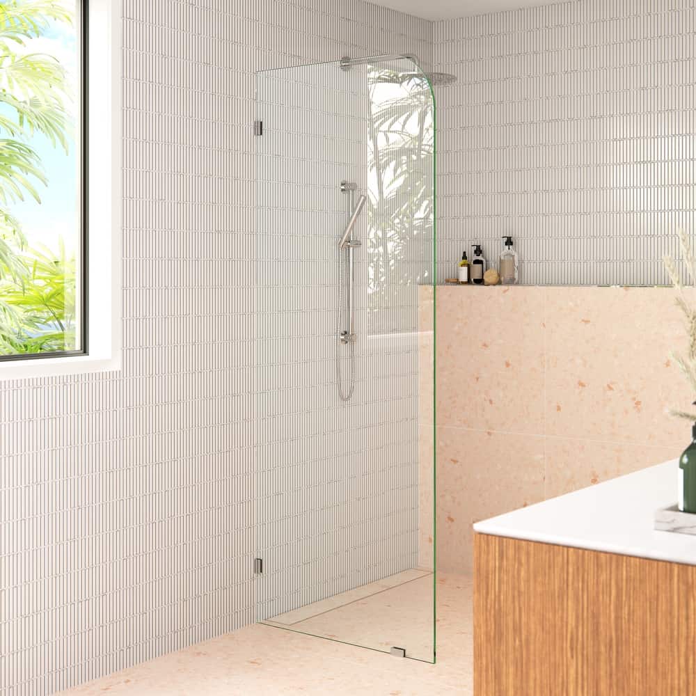 Glass Warehouse 34" x 78" Frameless Shower Door - Single Fixed Panel Radius