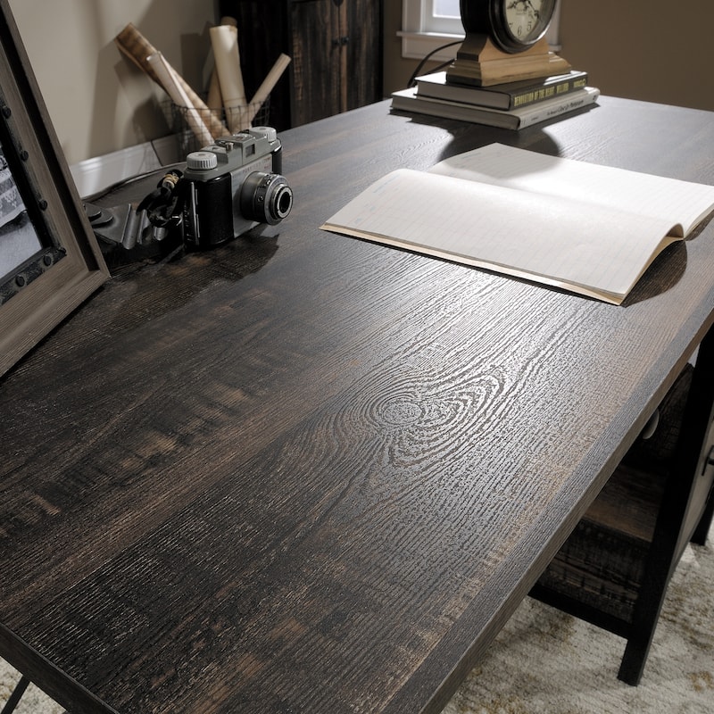 Rustic Industrial Computer Desk with 2 Drawers 47 Inch Long Brown Workstation
