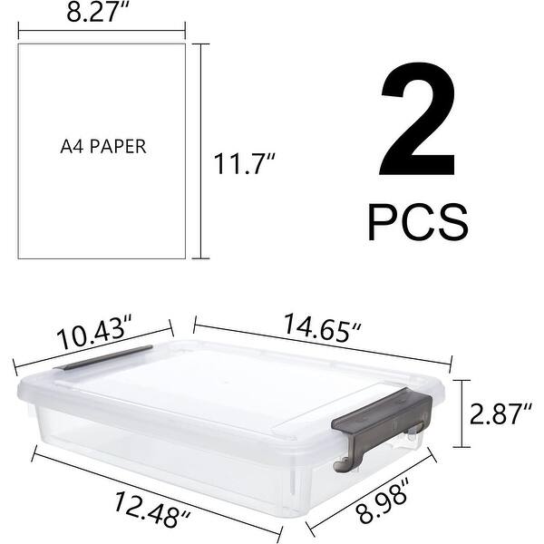 2 PCS Plastic Storage Bins with Latching Lids Portable Project Case ...