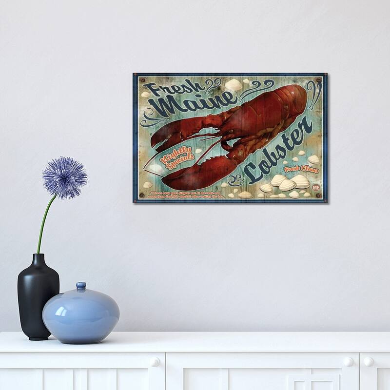 iCanvas "Fresh Maine Lobster Sign" by Old Red Truck Canvas Print - 12x18x1.5