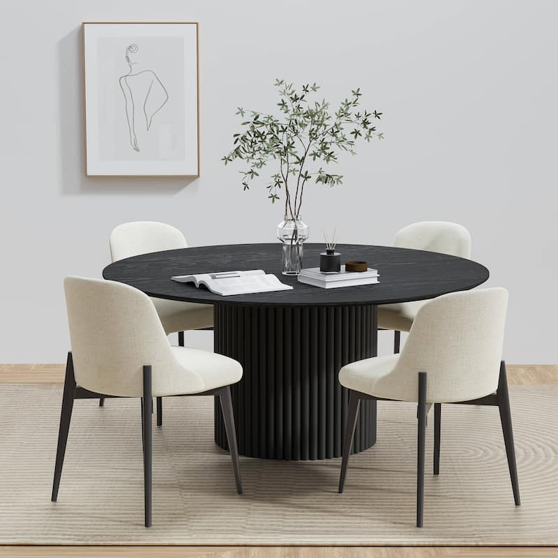 Drum Willin Upholstered Modern Dining Chairs Set of 2