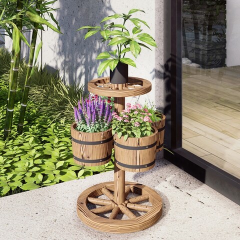 Patio Festival Wood Hanging Planter