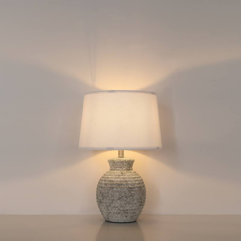 Acroma Stone Table Lamp with Fabric Shade (Set of 2) - Set of 2