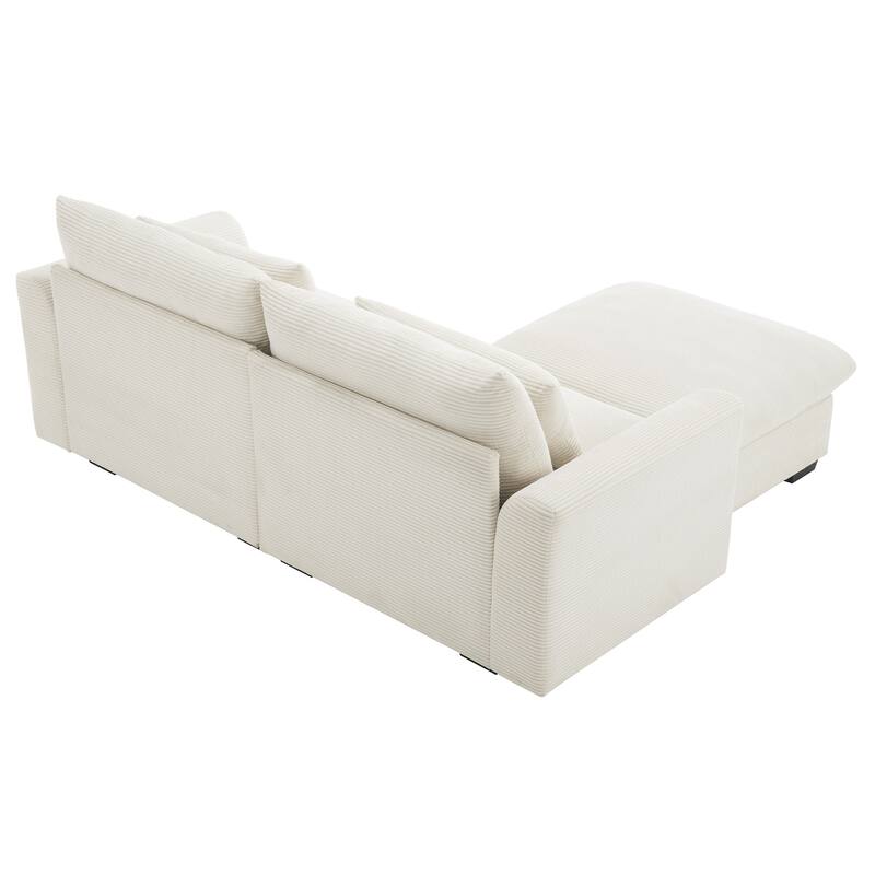 Multifunctional Loveseat Set with Storage Ottoman, Modern Sectional Sofa Corduroy Upholstered Couch with Pillows