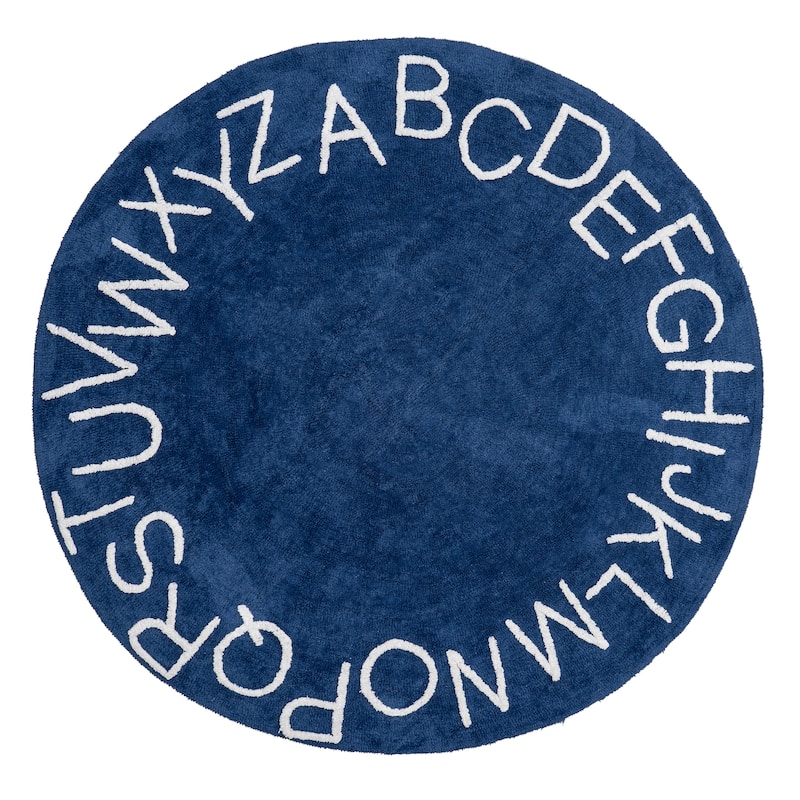 Nuloom Alphabet SpinClean Washable Round Rug