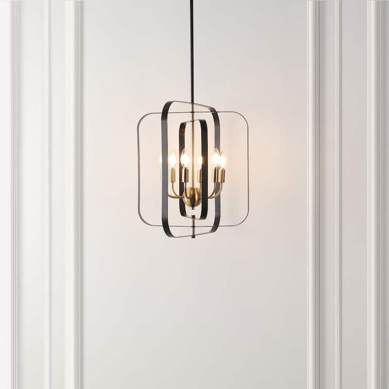 SAFAVIEH Lighting Ildefonsa 20" Glam Pendant (6-Bulb) - 20" W x 18" D x 60" H - Black/Brass - 20Wx18Dx60H