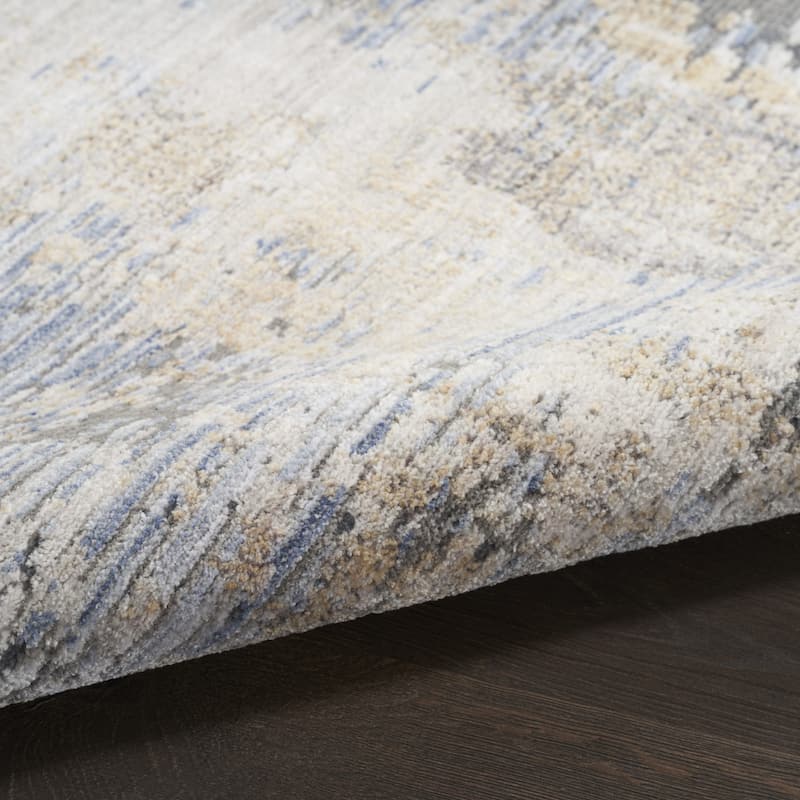 Fuba Power Loomed Abstract Modern Stain Resistant Low Pile with Fringe Area Rug By HomeRoots - 96' X '26' X '0.25