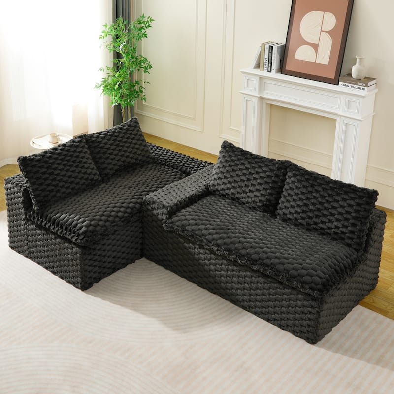 Free Combination Modular Couch Fluffy Turtle Velvet Sectional Sofa