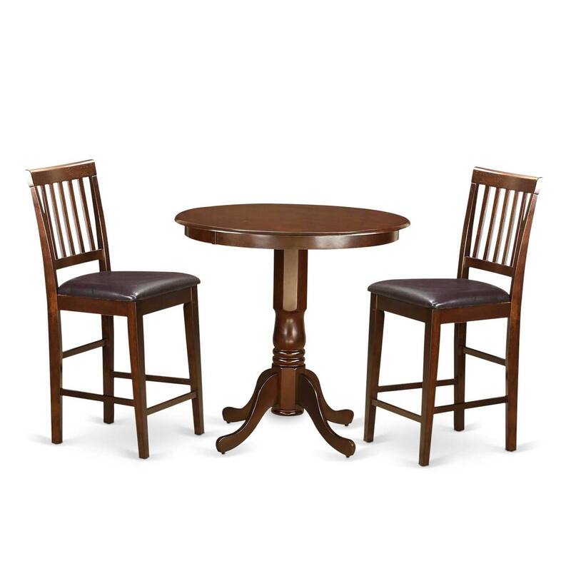 3-Piece Mahogany Finish Solid Wood Top - Dining Room Set - Seats 4