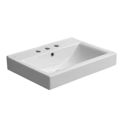Nameeks Mona 23-5/8" Rectangular Ceramic Drop In or Wall Mounted