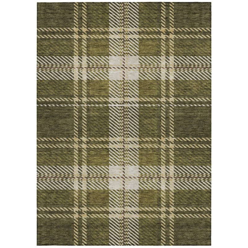 HomeRoots Plaid Transitional Rectangle Outdoor Rug