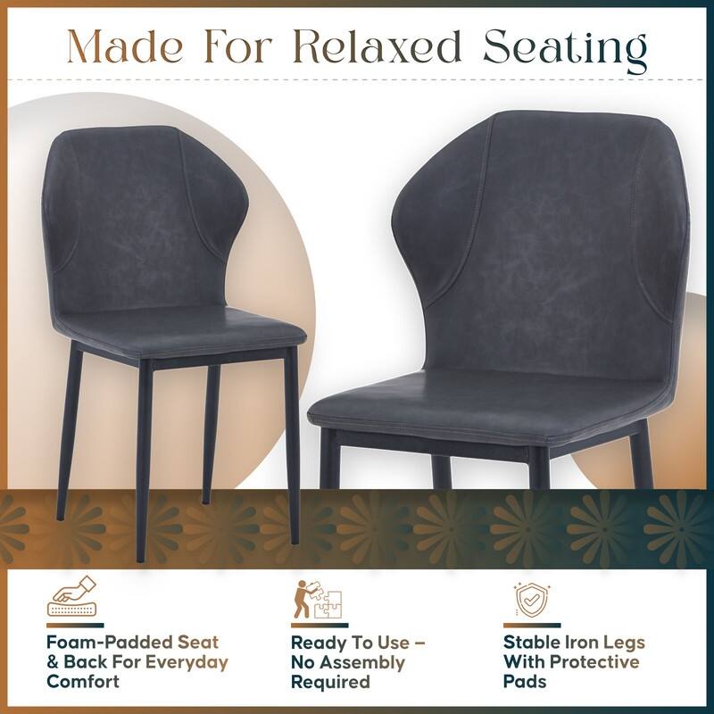 Mosaic Modern Fabric Upholstered Accent Dining Chair With Metal Legs & Curved Backrest Side Chair for Home or Office (Set of 4)