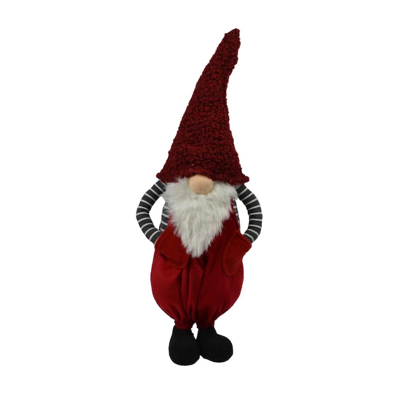 Striped Standing Gnome Christmas Figurine - 24" - Red and Black