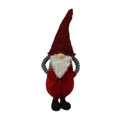 Striped Standing Gnome Christmas Figurine - 24" - Red and Black