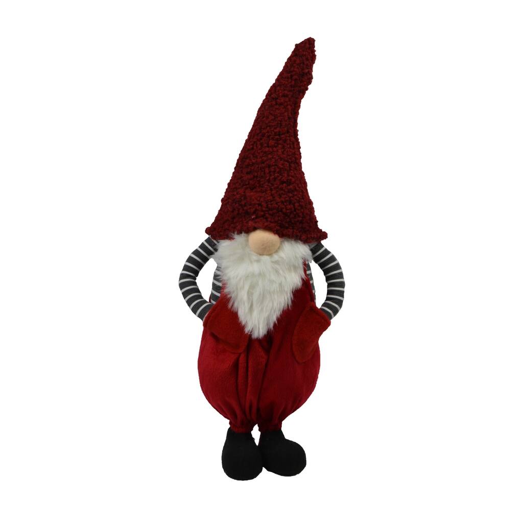 Striped Standing Gnome Christmas Figurine - 24" - Red and Black