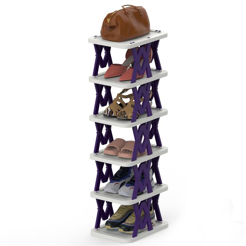 6 Tier Foldable Shoe Rack Vertical Shoe Organizer Narrow Shoe Rack