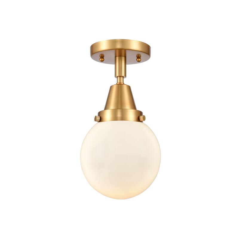 Innovations Lighting 447-1C-11-6 Beacon Flush Mount Beacon 6" Wide - Satin Gold / Matte White