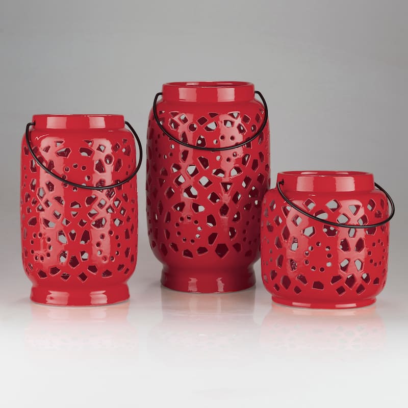 Livabliss Pamela Ceramic Large Size Decorative Lantern