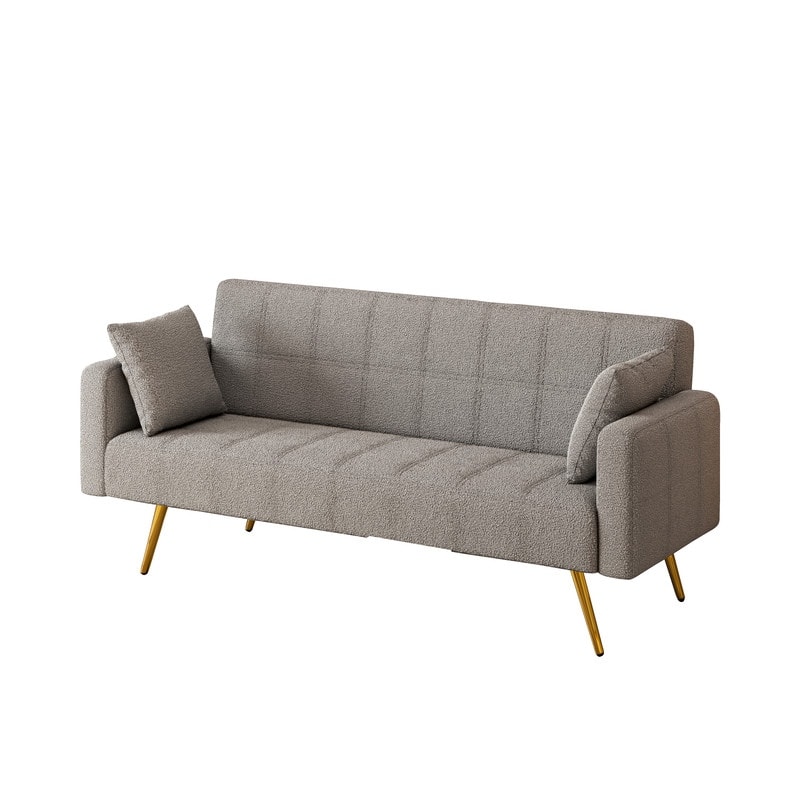 71.26" Teddy Velvet Three-Seater Sofa Bed,Beige