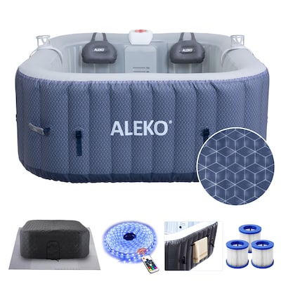 ALEKO Blue Square Inflatable 4 prs Hot Tub with Energy-saving Cover & Jets Lucca Collection