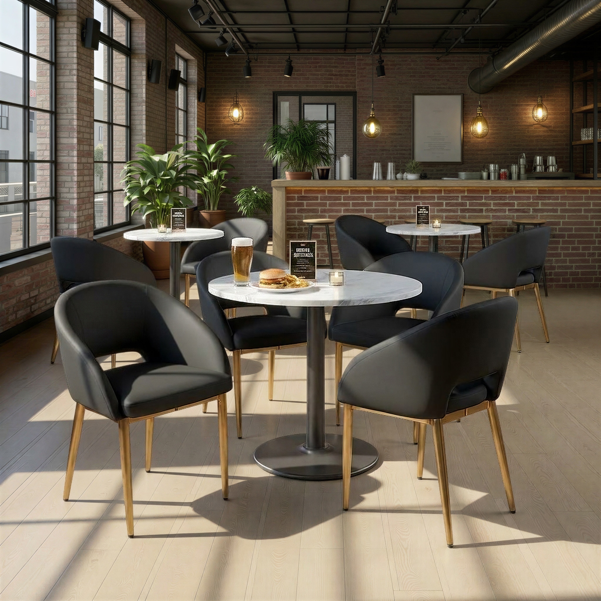 Porch & Den Vika Upholstered Chair with Tapered Metal Legs - Set Of 2