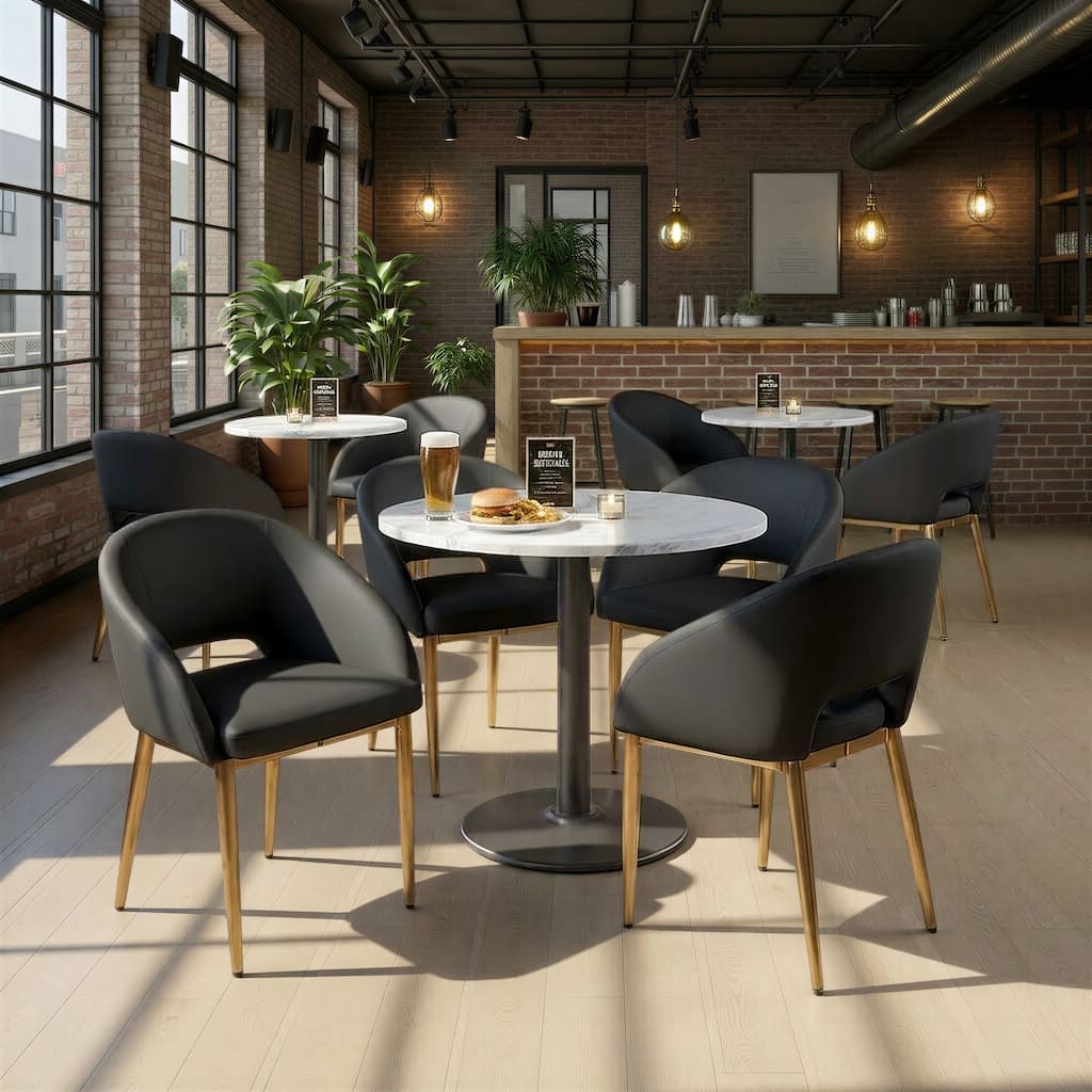 Porch & Den Vika Upholstered Chair with Tapered Metal Legs - Set Of 2