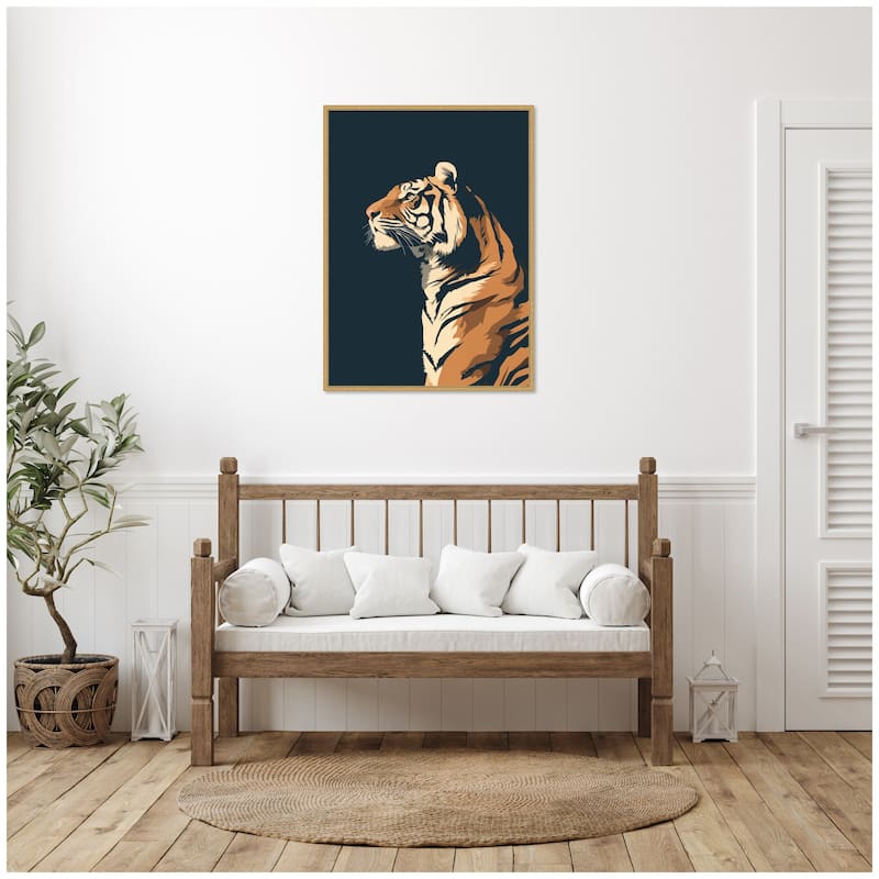 Kate and Laurel Navy Tiger by The Creative Bunch Studio Framed Canvas Wall Art Print