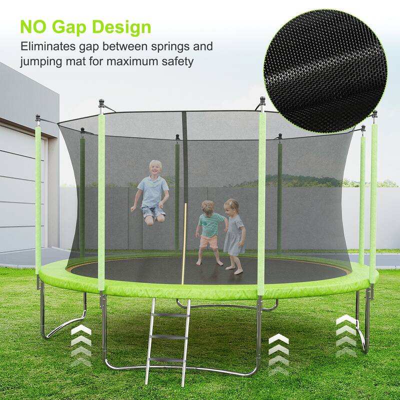 10FT Trampoline, Recreational Trampolines with Enclosure Net and Ladder