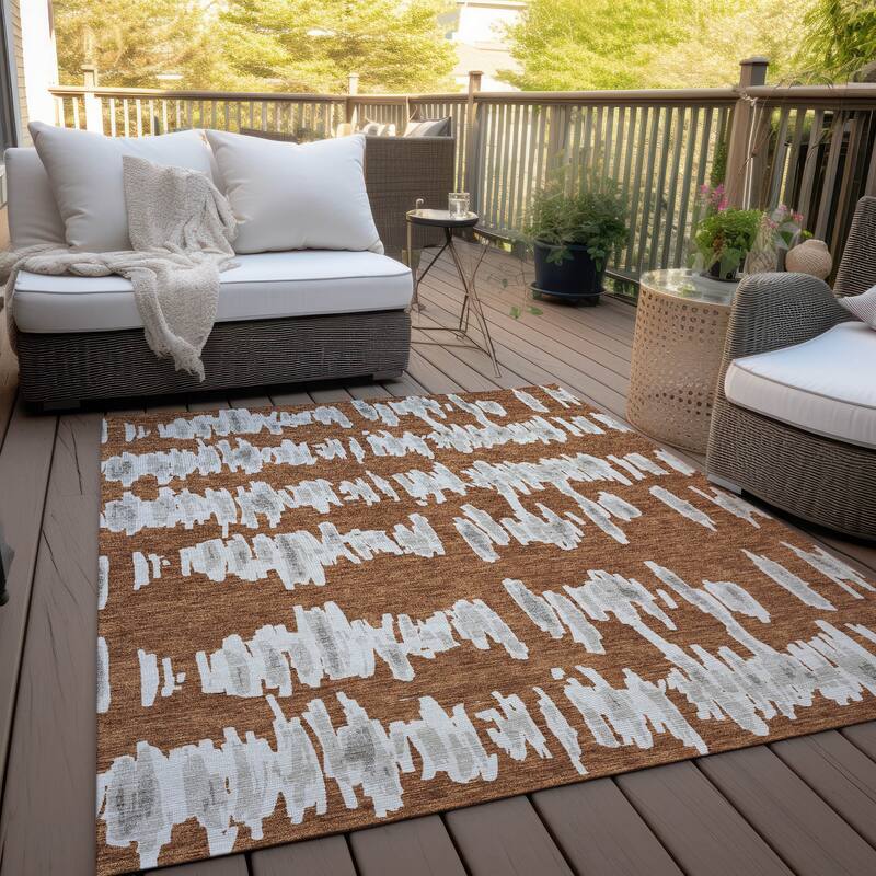 Machine Washable Indoor/ Outdoor Chantille Abstract Contemporary Rug