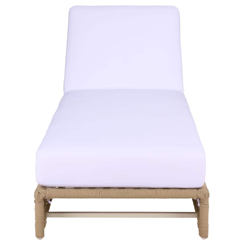 SAFAVIEH Outdoor Living Callan Lounger - 75"W x 26"D x 13"H - Tan/White