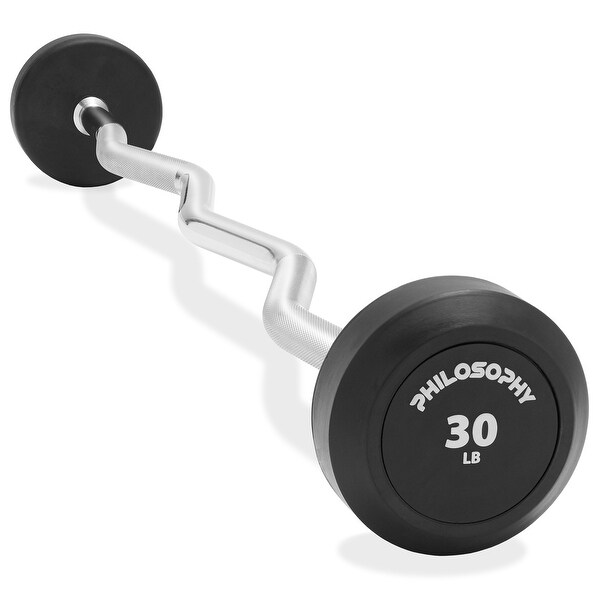 Rubber Fixed Barbell PreLoaded Weight EZ Curl Bar for