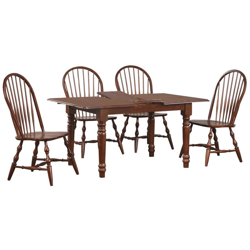Extendable Dining Set - 5 Piece Rectangular Table & Chairs - Retro Design - Seats 4-6