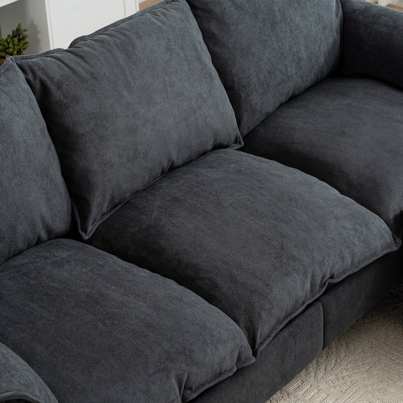 78.74" 3-Seater L-Shaped Convertible Sectional Sofa with Footstools and Storage