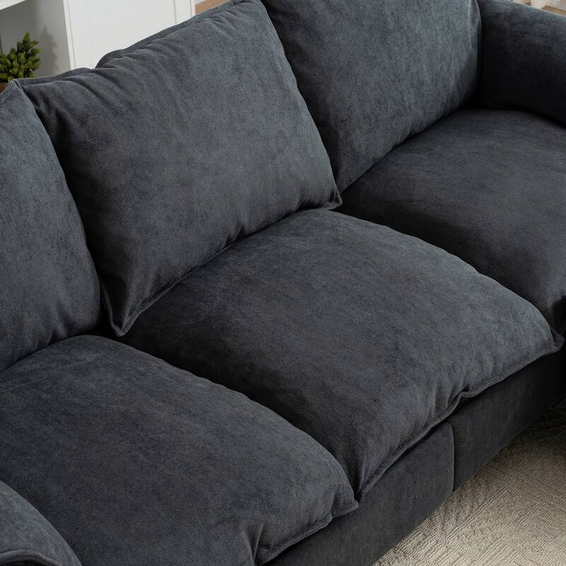 L-Shape Sofa wOttoman Convertible Modular Couch 3-seat Sleeper Couch