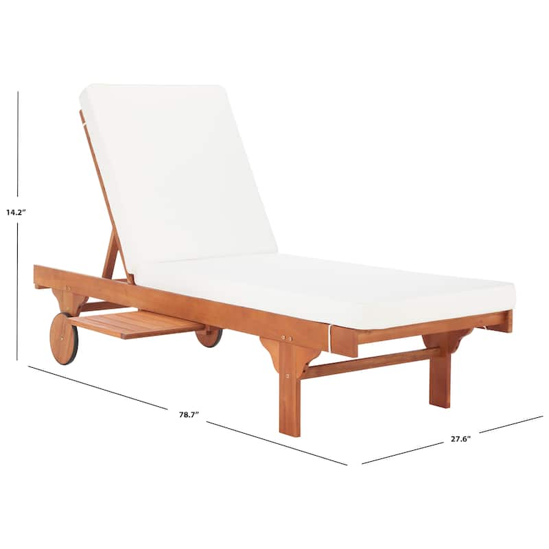 SAFAVIEH Outdoor Aubrie Adjustable Chaise Lounge Chair with Wheel.