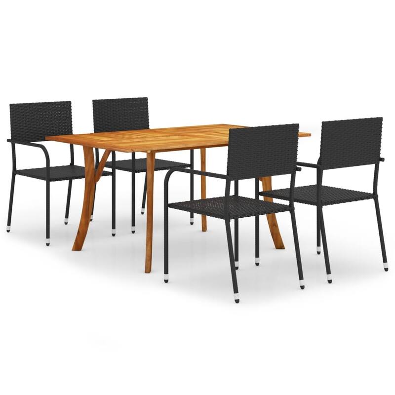 vidaXL Patio Lounge Set 8 Piece Sectional Sofa with Cushions Solid Wood Pine - Black 59.1" x 35.4" x 29.5" - 5-Piece Sets