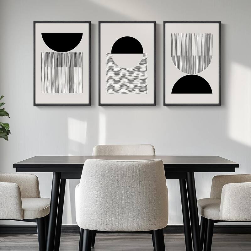 Framed Black and White Minimalist Wall Art,Mid Century Modern