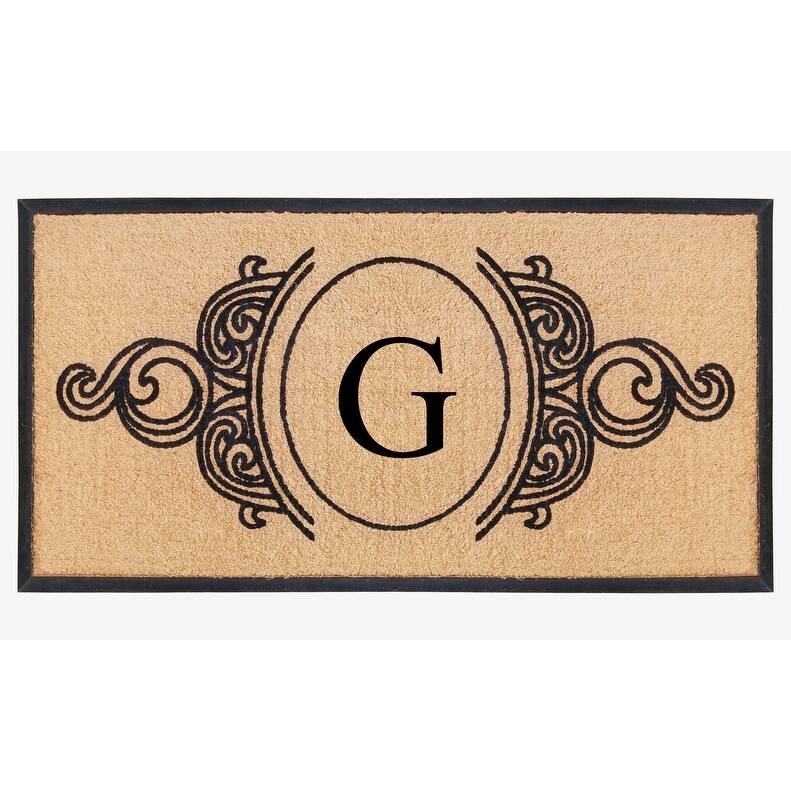 A1HC Natural Coir & Rubber Hand Flocked Large Monogrammed Doormat 30X60 Inch - G