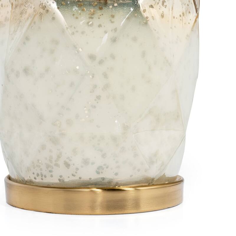 HomeRoots 22" Gold and White Glass LED Table Lamp With White Cone Shade - 15