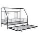preview thumbnail 32 of 38, Metal Twin Size House Bed with Trundle and Built-in Shelf,Kids Bed Design