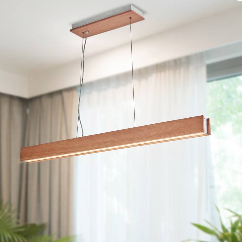 LED 48 inch wood paint linear chandelier