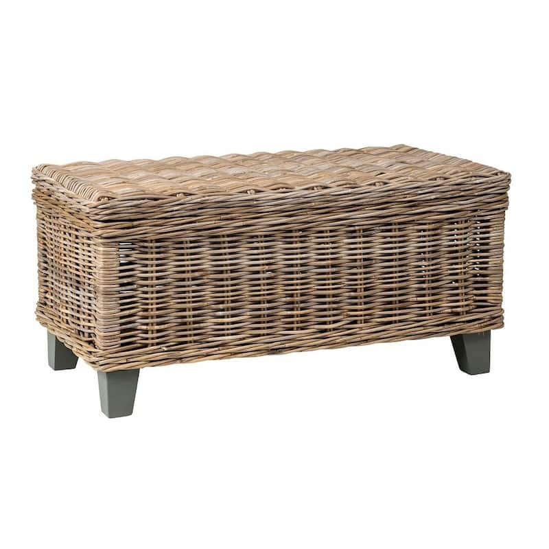 Handmade Natural Rattan Wood Storage Coffee Table by East at Main