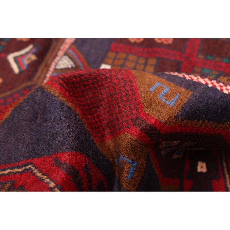 ECARPETGALLERY Hand-knotted Teimani Dark Navy, Red Wool Rug - 3'9 x 6'1