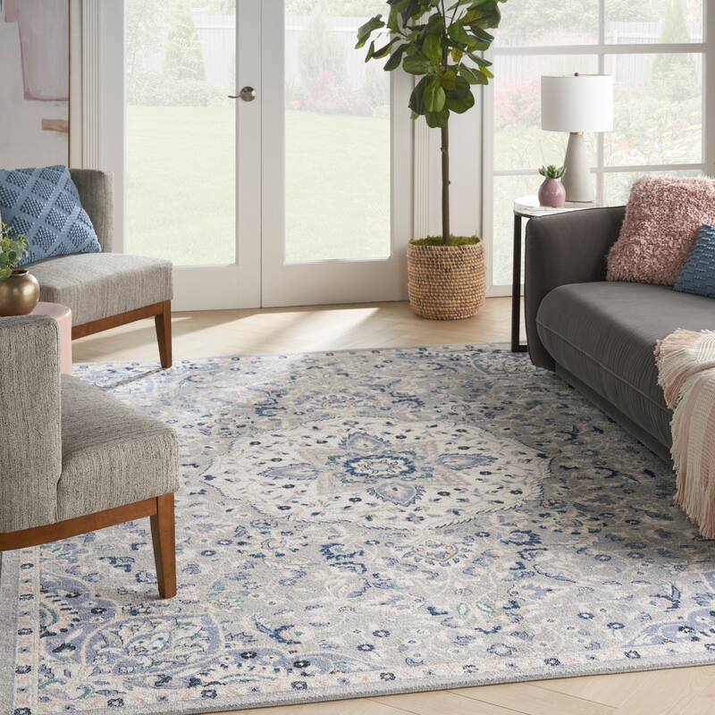 Nourison Cayuga Medallion Area Rug - 8' x 10' - Grey/Beige - Rectangle